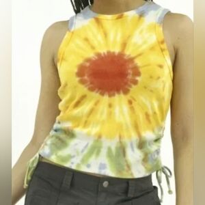 No Boundaries Tie-Dye Ribbed Side Clinch Graphic Tank Top Size L BRAND NEW NWT